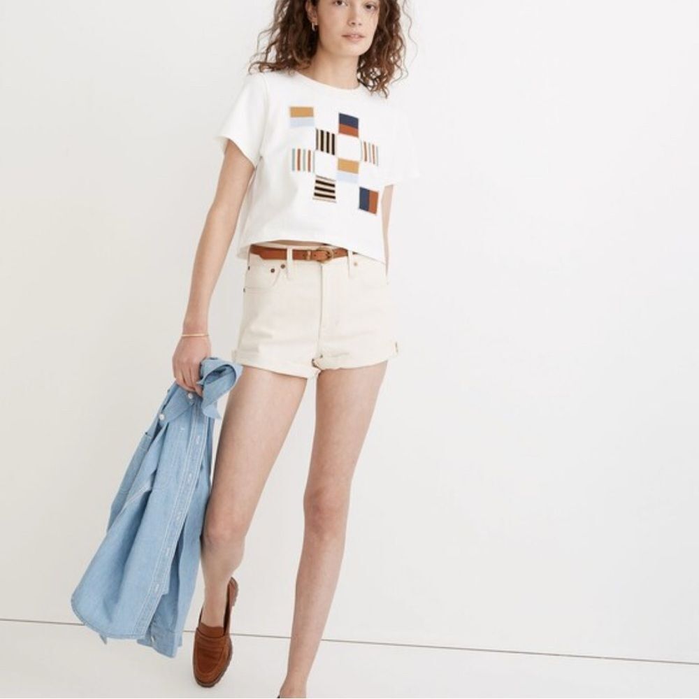 Madewell The Perfect Jean Short in Vintage Canvas Wash White- Size 25